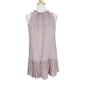 Anthropologie Natalie‎ Dress Size XS Pink Sleeveless Flounced Keyhole Ruffled